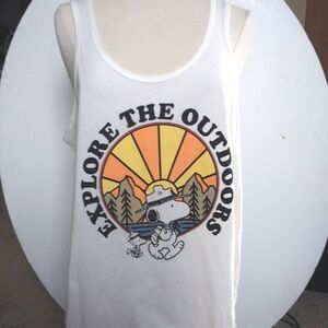 Peanuts Tank Top White Snoopy & Woodstock Sunrise/Sunset XXL